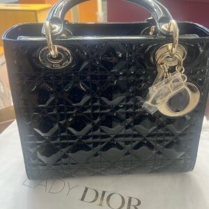 Lady Dior Black Patent Leather Satchel BNIB